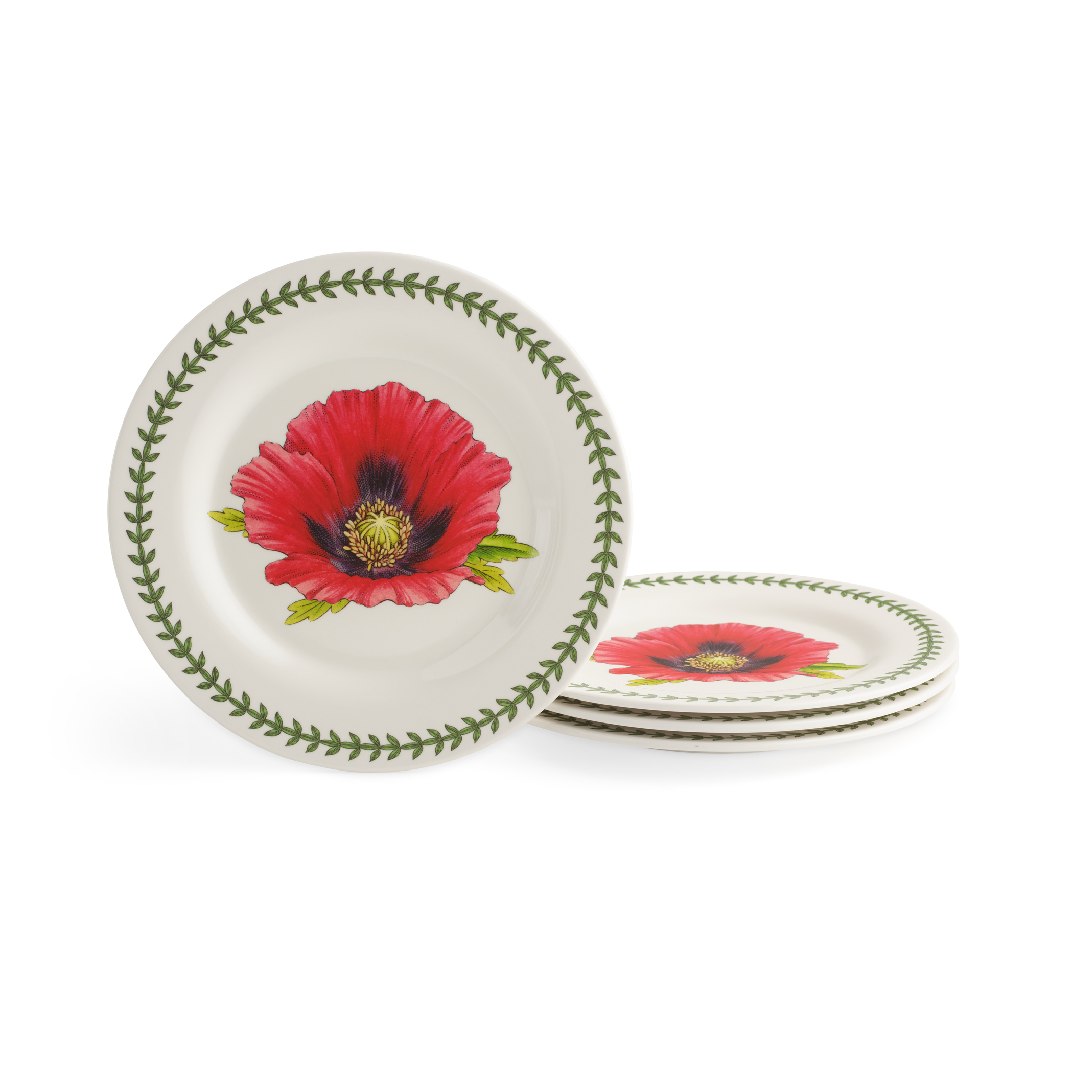 Botanic Garden Melamine Set of 4 Salad Plates, Poppy image number null